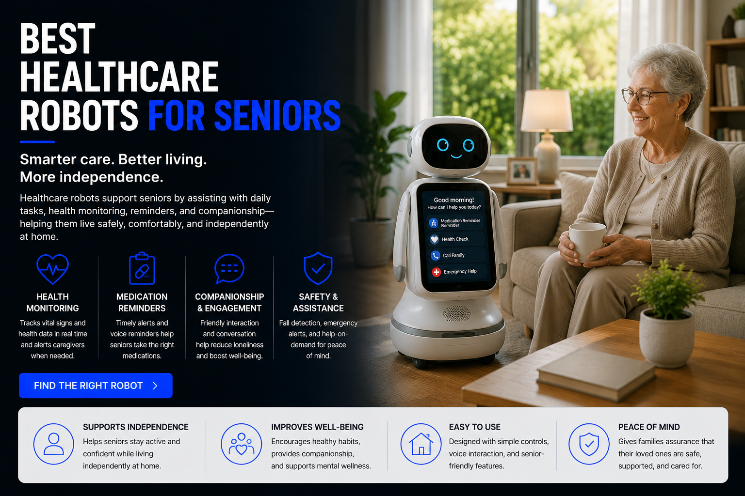 Best healthcare robots for seniors reviews and top picks