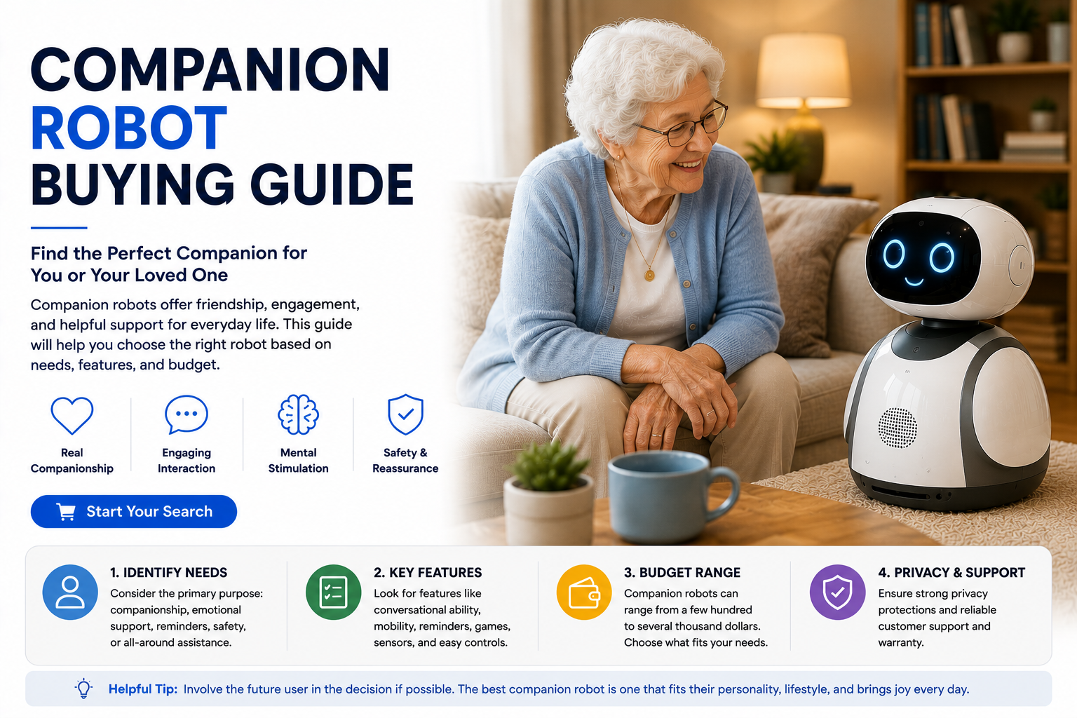 Companion robot buying guide for seniors families and home users