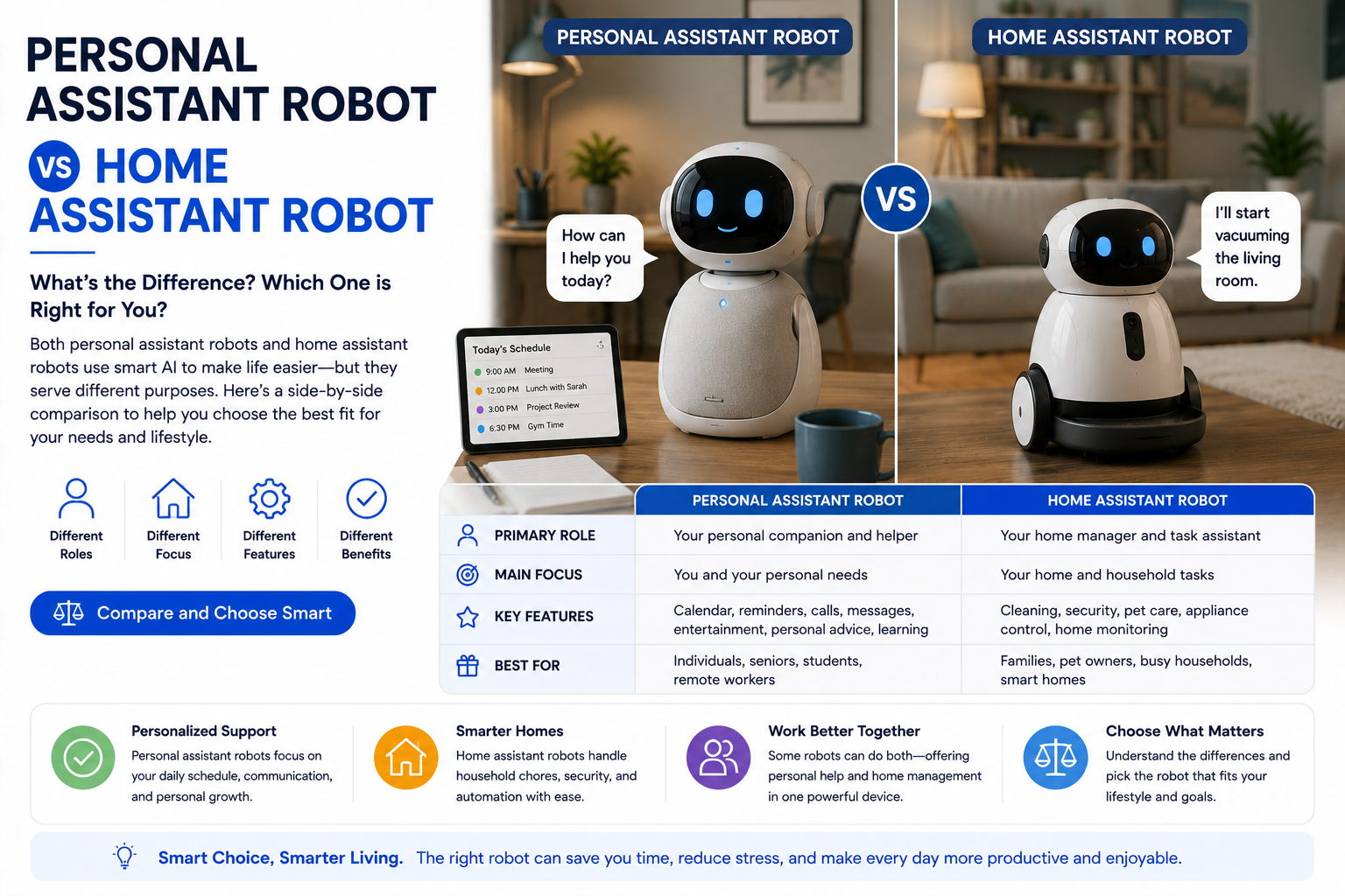 Personal assistant robot vs home assistant robot comparison