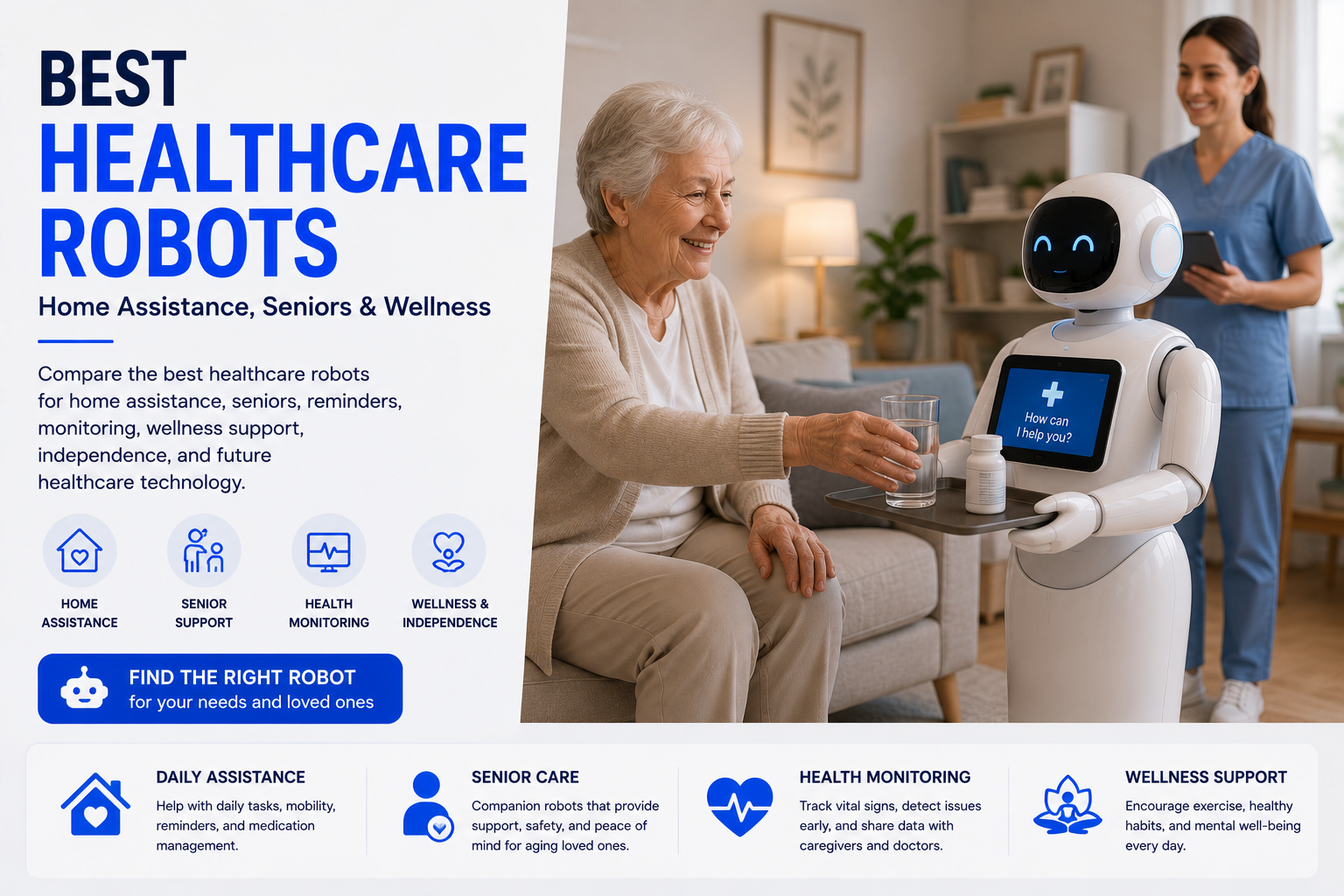 Best healthcare robots for home assistance, seniors, and wellness